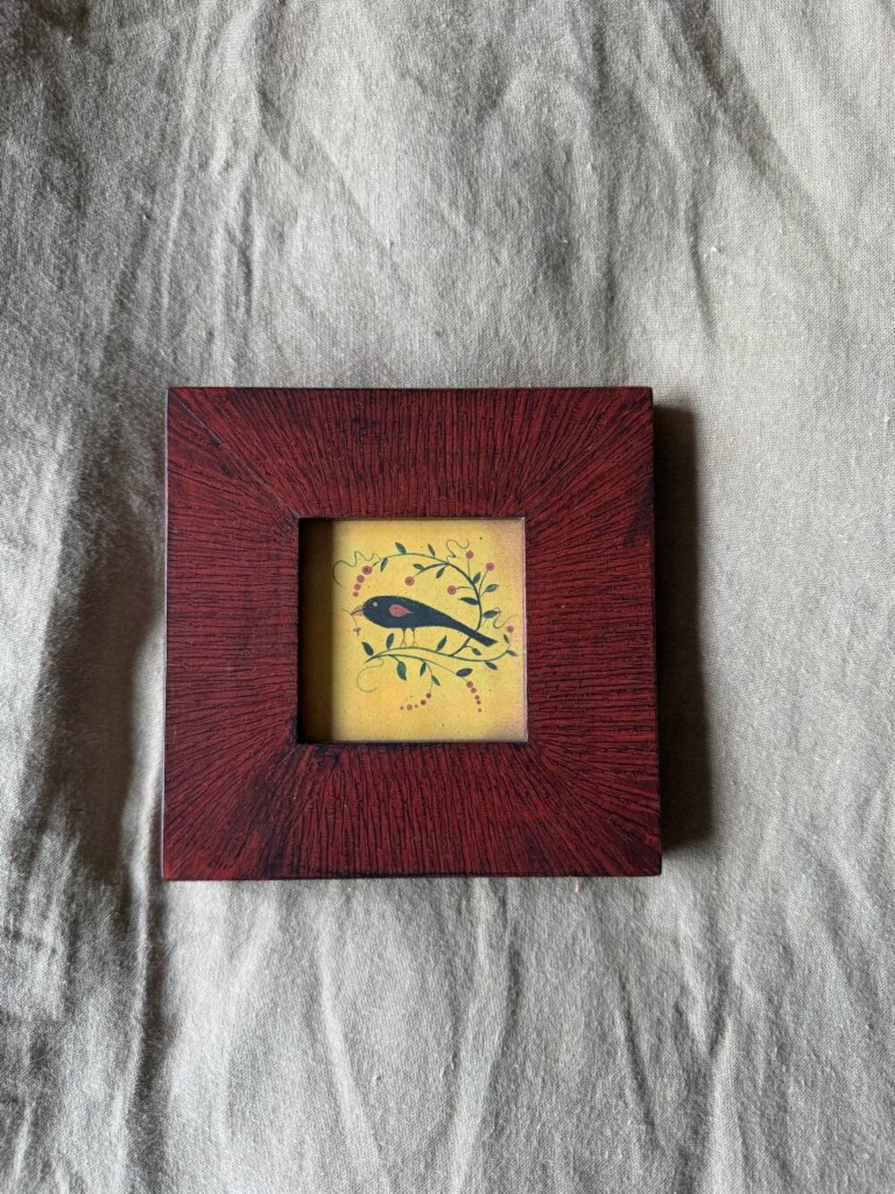 Square Wooden Bird Art 5.5" x 5.5"